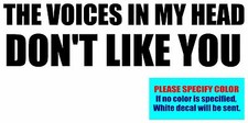 THE VOICES IN MY HEAD DON'T LIKE YOU Vinyl decal sticker Graphic Die Cut 12"
