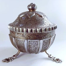 Vintage Fred Zimbalist Hand-Etched Silver Plated Music Box - Thorens Movement