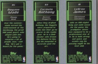 2003-04 Topps Rookie Matrix - Carmelo Anthony/LeBron James/Dwyane