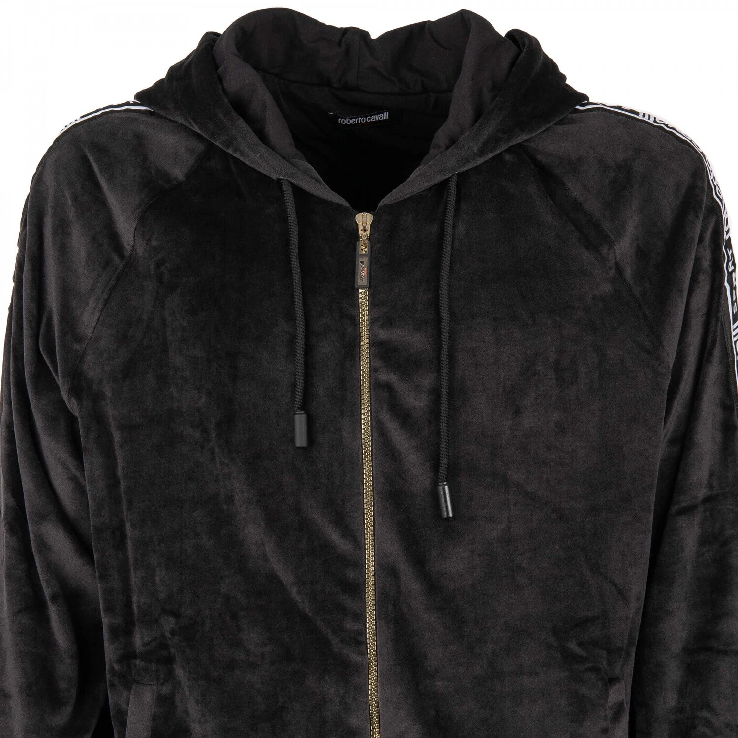 SACAI ROBERTO CAVALLI Sport Velluto Felpa con Felpa con Felpa con Logo Strisce Nero 09575