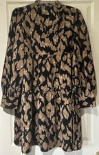 Shein Baby Doll Dress Women's Small Silky V-Neck Boho Long Sleeve