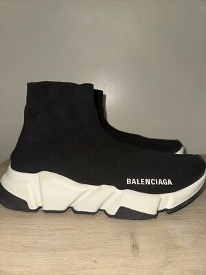 Size 7 - Balenciaga Speed Black White - 587280-W2DBQ-1015
