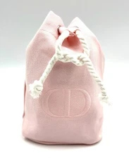 New! Christian Dior Cosmetic Makeup Bag Drawstring  Pouch Clutch ~ Small ~ Pink