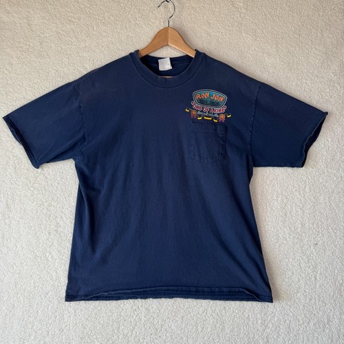 T-shirt Ron Jon Surf Shop tasca spiaggia cacao Florida blu navy tiki tropicale anni 90