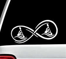 Kayak Decal Kayaking Infinity Wave Sticker Car Window Boating Oar Paddle C1099