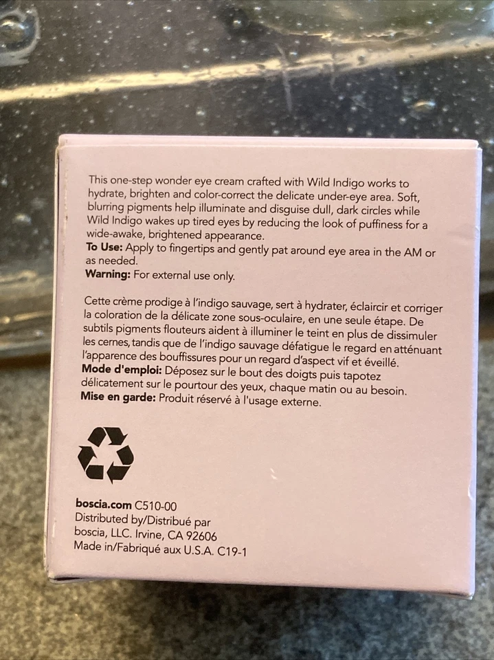 2) CREMA DE OJOS BOSCIA ÍNDIGO 0,51 FL OZ. DESPIERTA OJOS CANSADOS CON ÍNDIGO SALVAJE NUEVO EN CAJA Foto 4 de 4