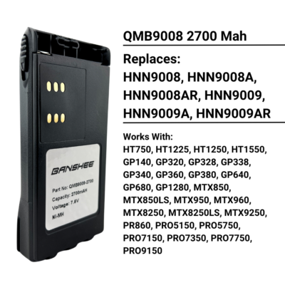vhbw batteria sostituisce Motorola HNN9008A, HNN9008AR, HNN9009 per radio (1800mAh, 7,2V, NiMH) + clip