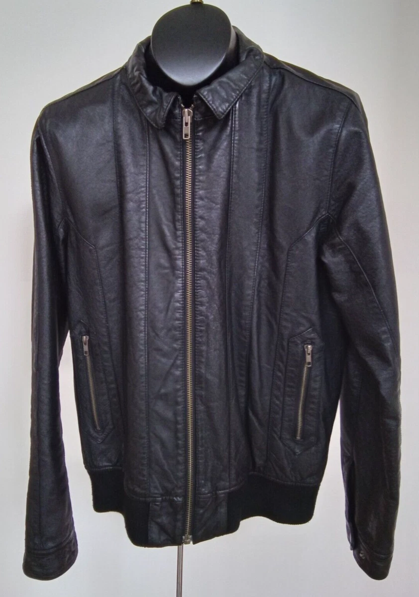 DIVIDED by H M Men Black Leather Motorcycle Biker Bomber Rocker