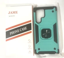 JAME Cell Phone Case Compatible Samsung Galaxy S22 Ultra Turquoise with Black
