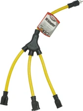 Woods W-Splitter; Extending Outlet Adapter; Splits 1 to 3 Outlets; 2-Foot, 09019