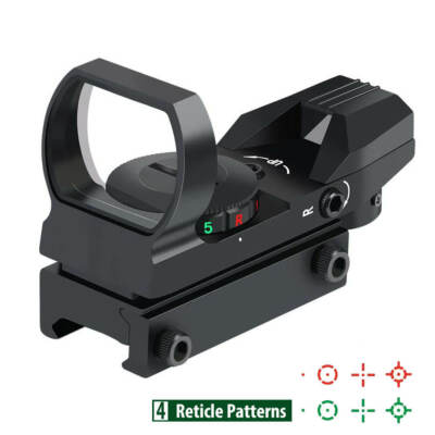Reflex Sight with 4 Styles Adjustable Green & Red Reticles Picatinny Weaver Rail