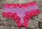 NWT VICTORIA'S SECRET TEASE LAVENDER PURPLE SMOOTH PINK LACE BOW CHEEKY PANTIES