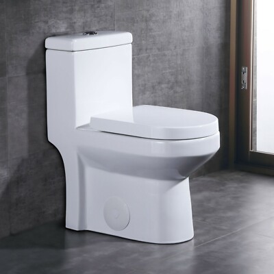 DeerValley Dual Flush 1.1/1.6 GPF Compact 1-Piece Toilet w/ Soft Close Seat 4