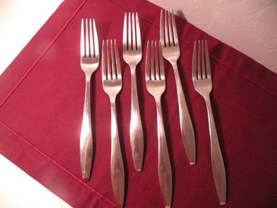 Set Of 6 Dinner Forks Oneida JASMINE 18/10 Stainless Flatware 8''