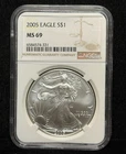 NGC MS 69 2005 American Silver Eagle One Dollar S$1 Coin - 331