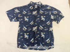 Guy Harvey Aftco Bluewater Shirt Men L Shark Tuna Print Hawaiian Fish