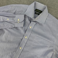 Lauren Ralph Lauren Dress Shirt Mens 16 34/35 Blue Gingham Button Up Slim Fit