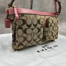 Coach Signature 2Way Shoulder Bag Crossbody Leather Black Used Authentic