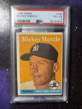 1958 mickey mantle  gap  bio error on back Psa 4 40x rarer than 1969 white name