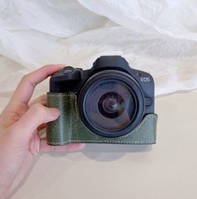 For Canon EOS R50 R100 Protective Case Camera Bag Base Leather Cover Shell black