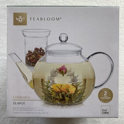 Teabloom Celebration Glas Teekanne mit losem Teeglas-Ei Handarbeit Y1