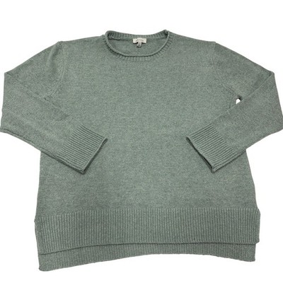 Ella Moss Sweater Womens Medium Green Crewneck Ribbed Knit