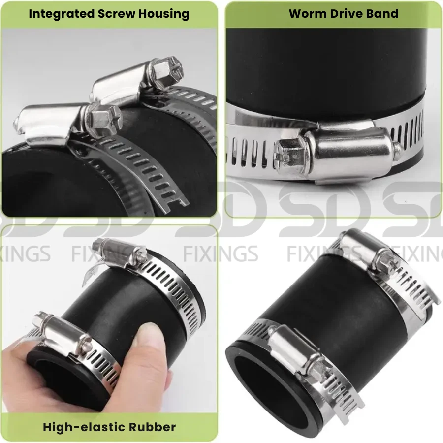 3-1/2'' 90mm Flexible Rubber Fitting Straight Pipe Connector Coupling, Clamps - Image 2 of 4