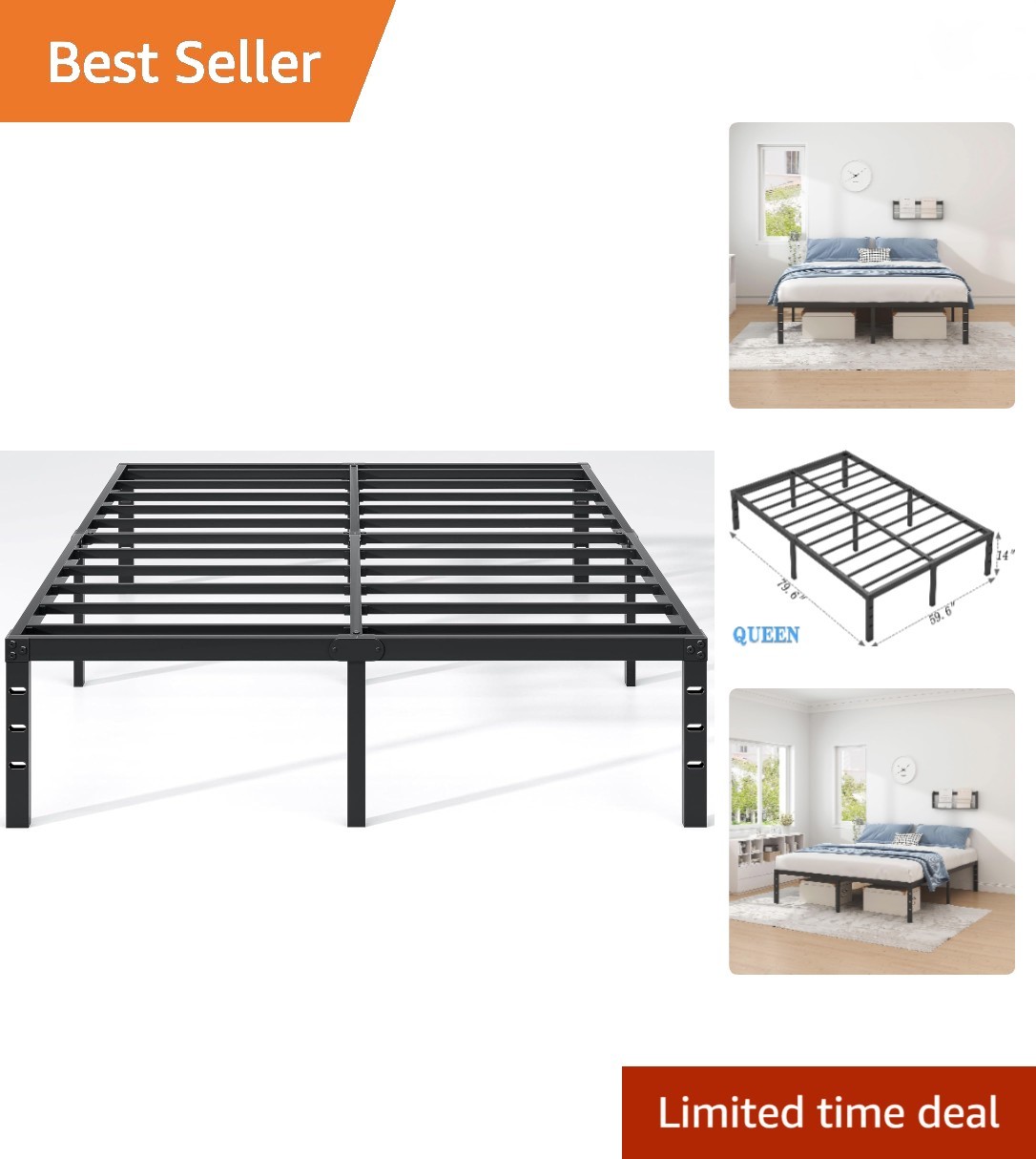 ,queen Size Bed Frame With Storage Space,heavy Duty Sturdy M