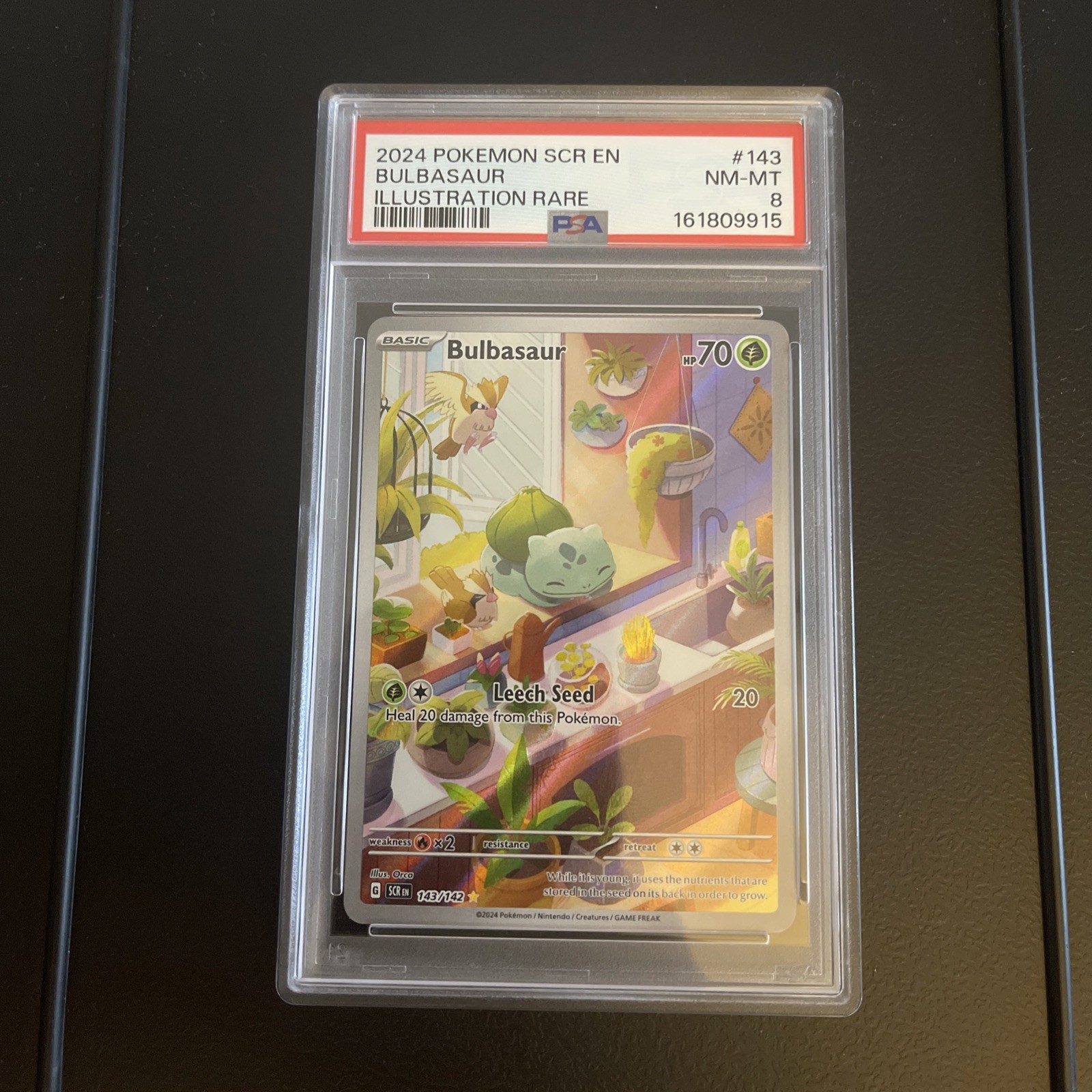 2024 Pokemon Stellar Crown Bulbasaur #143/142 PSA 8