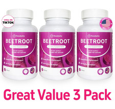 3PCS Rosabella Organic Beet Root 60 Capsules Natural Energy Boost Blood Pressure