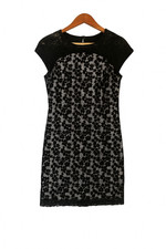 Reiss 1971 Black Lace Dress Blue Underlay Size 10 • Party Wedding Occasion