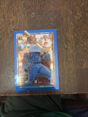 Topps 2026 Series 1 Chrome Mike Schmidt T90C-100 Blue Refractor #46/150