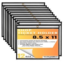 1InTheOffice Dry Erase Job Ticket Holders, Clear Reinforced Sleeves, 8.5" x 1...