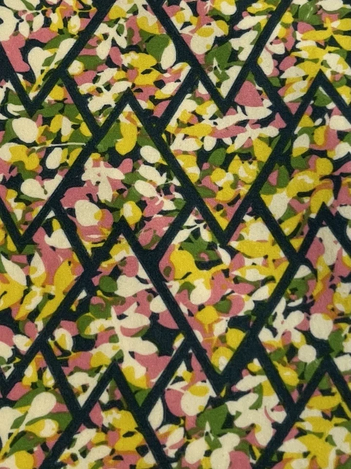 Leggings LuLaRoe OS Talla Única Floral VERDE AMARILLO Diamante Rayas Hojas Salón Foto 2 de 4