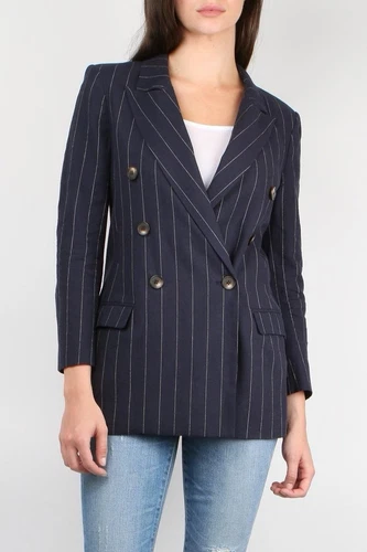 L’AGENCE Brea Double Breast Pinstripe Navy Blue Women’s Blazer/6US