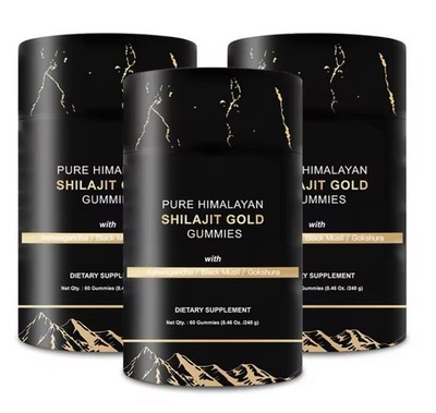  Pure Himalayan Shilajit Gold Gummies with Ashwaganda 3000 MG 60 Gummies