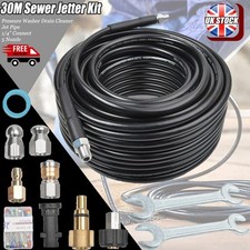30m Sewer Jetter Kit Pressure Washer Drain Jetter Drain Cleaner Hose 5 Nozzles