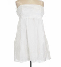 Express White Solid Sleeveless Spaghetti Strap A-Line Dress Straight Neck L