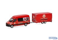 Herpa Colonia Mercedes Benz Sprinter 18 Halbbus Hochdach + TandemhäNger 098618