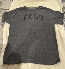 Polo Ralph Lauren Boys Youth Large 14-16 Dark Grey Spell Out T-Shirt Vintage