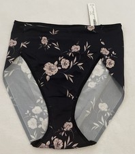 SOMA VANISHING TUMMY MEDIUM HIGH LEG NOSTALGIA FLORA BLACK PANTY BRIEF NEW NWT