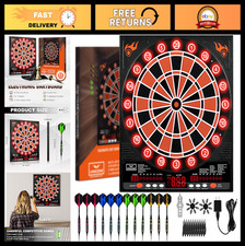 Electronic Dartboard with LED Display, Soft Tip Darts, 12 Darts, Up to 8 Players