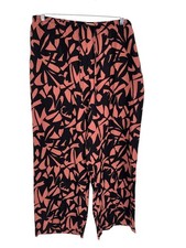 A New Day Pants Women’s Size XXL Wide Leg Linen Blend Abstract Black Pink