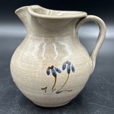 Jugtown Ware 1985 Stoneware Pitcher Flowers 4.5 in Seagroves NC Pottery Vintage