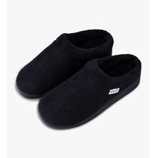 Isotoner Indoor Microterry Gemma Clog Slippers Memory Foam Comfort Black 6.5/7