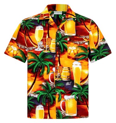 Hawaiian Shirt Beer in Paradise Mens Tropical Summer Beach Party Aloha