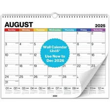 Dunwell 12x15 Monthly Wall Calendar 2025-2026 Large Professional Design