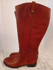NIB- I.N.C. Fawne Womens Riding Boots Cognac Leather Zip Knee High Size 10W