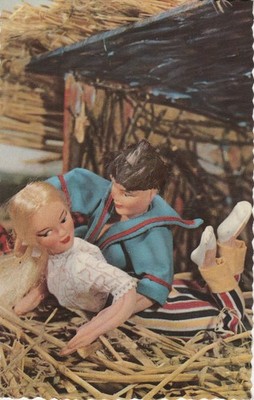 Postcard Poupees. Barbie and Ken in the Hay?