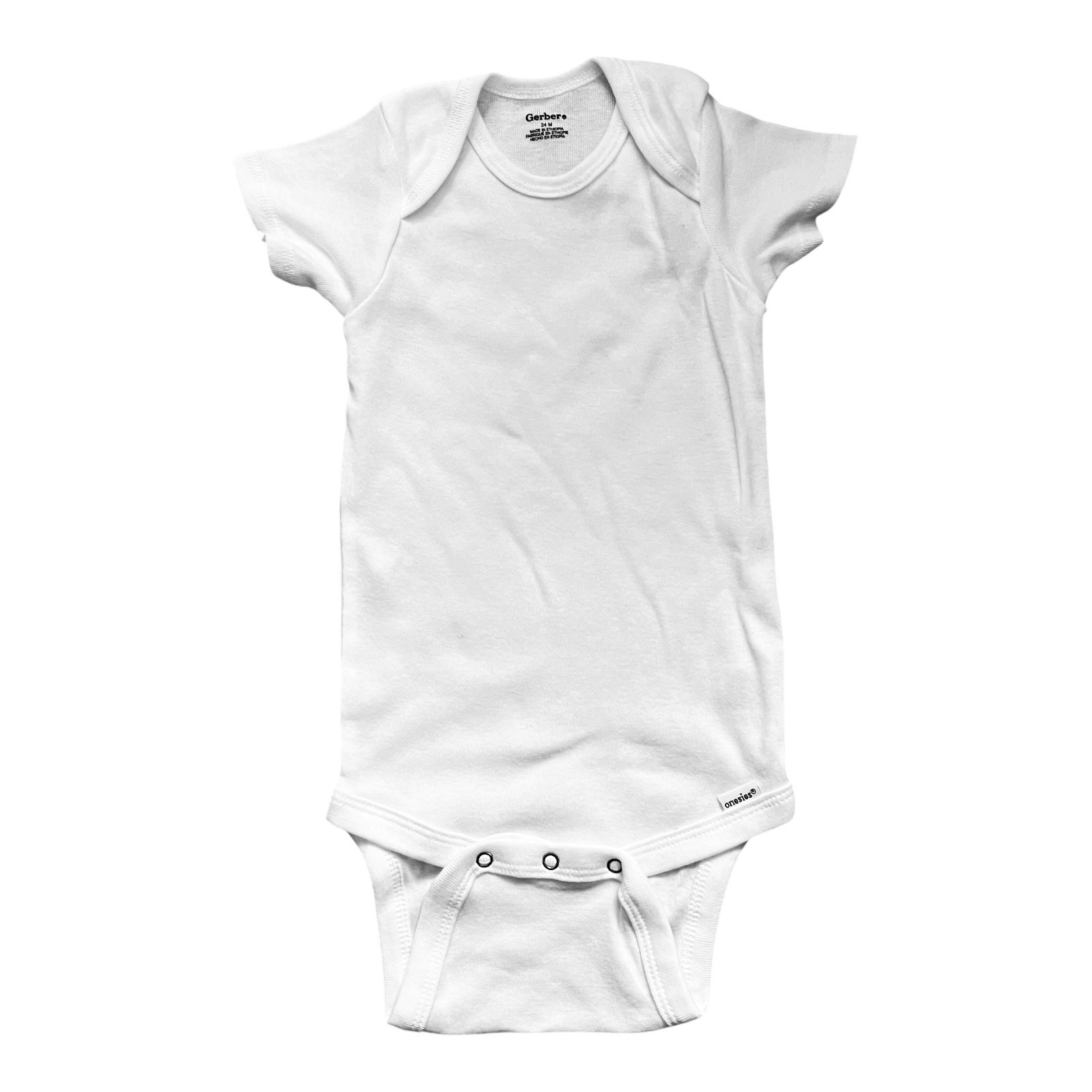 Gerber casual onesie Unisex 24 Mo white short sleeve logo snaps closure